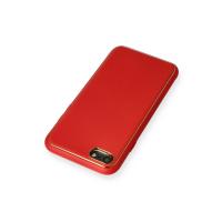 Newface iPhone 7 Kılıf Coco Deri Silikon Kapak - Kırmızı