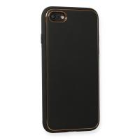 Newface iPhone 7 Kılıf Coco Deri Silikon Kapak - Siyah