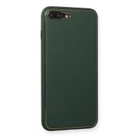 Newface iPhone 8 Plus Kılıf Coco Deri Silikon Kapak - Yeşil