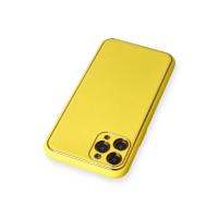 Newface iPhone 11 Pro Kılıf Coco Deri Silikon Kapak - Sarı