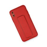 Newface iPhone X Kılıf Coco Deri Standlı Kapak - Kırmızı