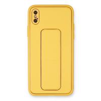 Newface iPhone X Kılıf Coco Deri Standlı Kapak - Sarı