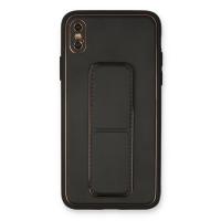 Newface iPhone XS Max Kılıf Coco Deri Standlı Kapak - Siyah