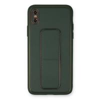 Newface iPhone XS Max Kılıf Coco Deri Standlı Kapak - Yeşil