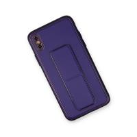 Newface iPhone XS Max Kılıf Coco Deri Standlı Kapak - Mor