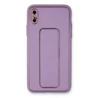 Newface iPhone XS Max Kılıf Coco Deri Standlı Kapak - Koyu Lila
