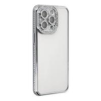 Newface iPhone 13 Pro Kılıf Joke Taşlı Silikon - Gümüş