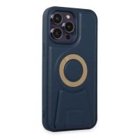Newface iPhone 13 Pro Max Kılıf Merkür Magneticsafe Standlı Kapak - Lacivert