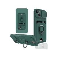 Newface iPhone 14 Plus Kılıf Zuma Kartvizitli Yüzüklü Silikon - Yeşil