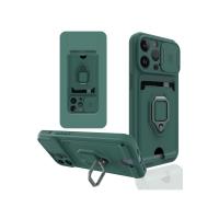 Newface iPhone 14 Pro Kılıf Zuma Kartvizitli Yüzüklü Silikon - Yeşil