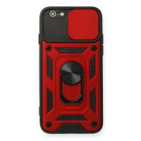 Newface iPhone 6 Kılıf Pars Lens Yüzüklü Silikon - Kırmızı