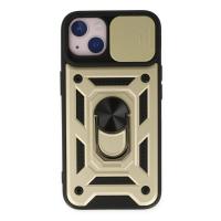 Newface iPhone 14 Kılıf Pars Lens Yüzüklü Silikon - Gold