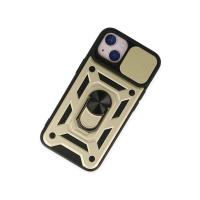 Newface iPhone 14 Kılıf Pars Lens Yüzüklü Silikon - Gold