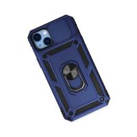 Newface iPhone 14 Plus Kılıf Pars Lens Yüzüklü Silikon - Lacivert