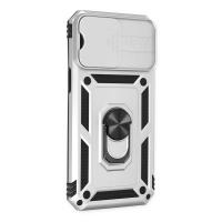 Newface iPhone 14 Pro Kılıf Pars Lens Yüzüklü Silikon - Gümüş