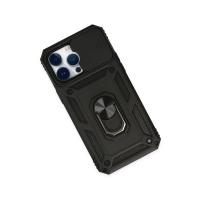 Newface iPhone 14 Pro Max Kılıf Pars Lens Yüzüklü Silikon - Siyah