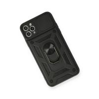 Newface iPhone 11 Pro Max Kılıf Pars Lens Yüzüklü Silikon - Siyah