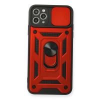 Newface iPhone 11 Pro Max Kılıf Pars Lens Yüzüklü Silikon - Kırmızı