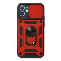 Newface iPhone 12 Kılıf Pars Lens Yüzüklü Silikon - Kırmızı