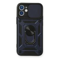 Newface iPhone 12 Kılıf Pars Lens Yüzüklü Silikon - Lacivert