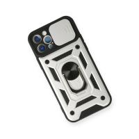 Newface iPhone 12 Pro Kılıf Pars Lens Yüzüklü Silikon - Gümüş