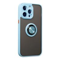 Newface iPhone 14 Pro Kılıf Montreal Yüzüklü Silikon Kapak - Buz Mavi