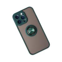 Newface iPhone 14 Pro Kılıf Montreal Yüzüklü Silikon Kapak - Yeşil