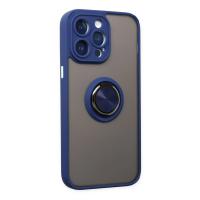 Newface iPhone 14 Pro Kılıf Montreal Yüzüklü Silikon Kapak - Lacivert