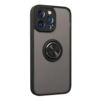 Newface iPhone 14 Pro Max Kılıf Montreal Yüzüklü Silikon Kapak - Siyah