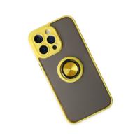 Newface iPhone 14 Pro Max Kılıf Montreal Yüzüklü Silikon Kapak - Sarı