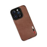 Newface iPhone 14 Pro Kılıf Loop Deri Silikon - Kahverengi