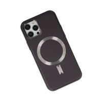 Newface iPhone 12 Pro Max Kılıf Coco Deri Magneticsafe Silikon - Derin Mor