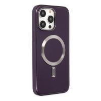 Newface iPhone 13 Pro Max Kılıf Coco Deri Magneticsafe Silikon - Derin Mor
