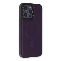 Newface iPhone 14 Pro Kılıf Ozzi Magsafe Deri Kapak - Derin Mor