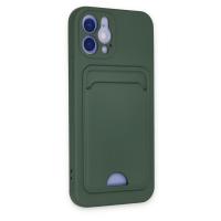 Newface iPhone 12 Kılıf Kelvin Kartvizitli Silikon - Koyu Yeşil