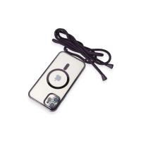 Newface iPhone 11 Kılıf Divo Lazer Askılı Magsafe Kapak - Derin Mor