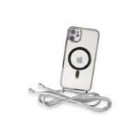 Newface iPhone 11 Kılıf Divo Lazer Askılı Magsafe Kapak - Gümüş