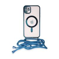 Newface iPhone 11 Kılıf Divo Lazer Askılı Magsafe Kapak - Sierra Blue