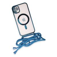 Newface iPhone 11 Kılıf Divo Lazer Askılı Magsafe Kapak - Sierra Blue