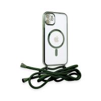 Newface iPhone 11 Kılıf Divo Lazer Askılı Magsafe Kapak - Koyu Yeşil