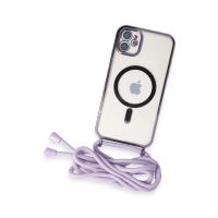 Newface iPhone 11 Kılıf Divo Lazer Askılı Magsafe Kapak - Lila