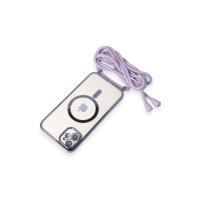 Newface iPhone 11 Kılıf Divo Lazer Askılı Magsafe Kapak - Lila