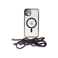 Newface iPhone 12 Kılıf Divo Lazer Askılı Magsafe Kapak - Derin Mor