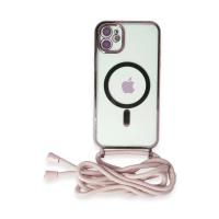 Newface iPhone 12 Kılıf Divo Lazer Askılı Magsafe Kapak - Pembe