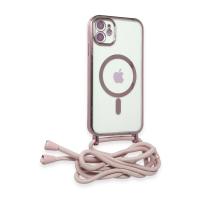 Newface iPhone 12 Kılıf Divo Lazer Askılı Magsafe Kapak - Pembe