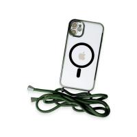 Newface iPhone 12 Kılıf Divo Lazer Askılı Magsafe Kapak - Koyu Yeşil