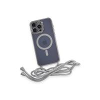 Newface iPhone 12 Pro Kılıf Divo Lazer Askılı Magsafe Kapak - Gümüş