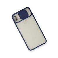 Newface iPhone X Kılıf Palm Buzlu Kamera Sürgülü Silikon - Lacivert