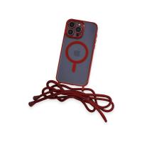 Newface iPhone 12 Pro Kılıf Divo Lazer Askılı Magsafe Kapak - Kırmızı