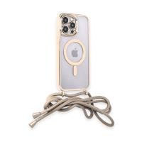 Newface iPhone 12 Pro Max Kılıf Divo Lazer Askılı Magsafe Kapak - Gold